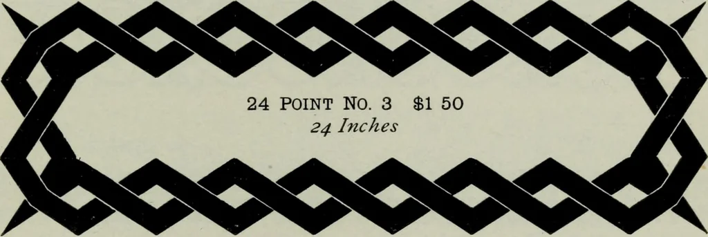 An illustration from Specimens of type, borders, ornaments, brass rules and cuts, etc. : catalogue of printing machinery and materials, wood goods, etc, 1897, leaf 698