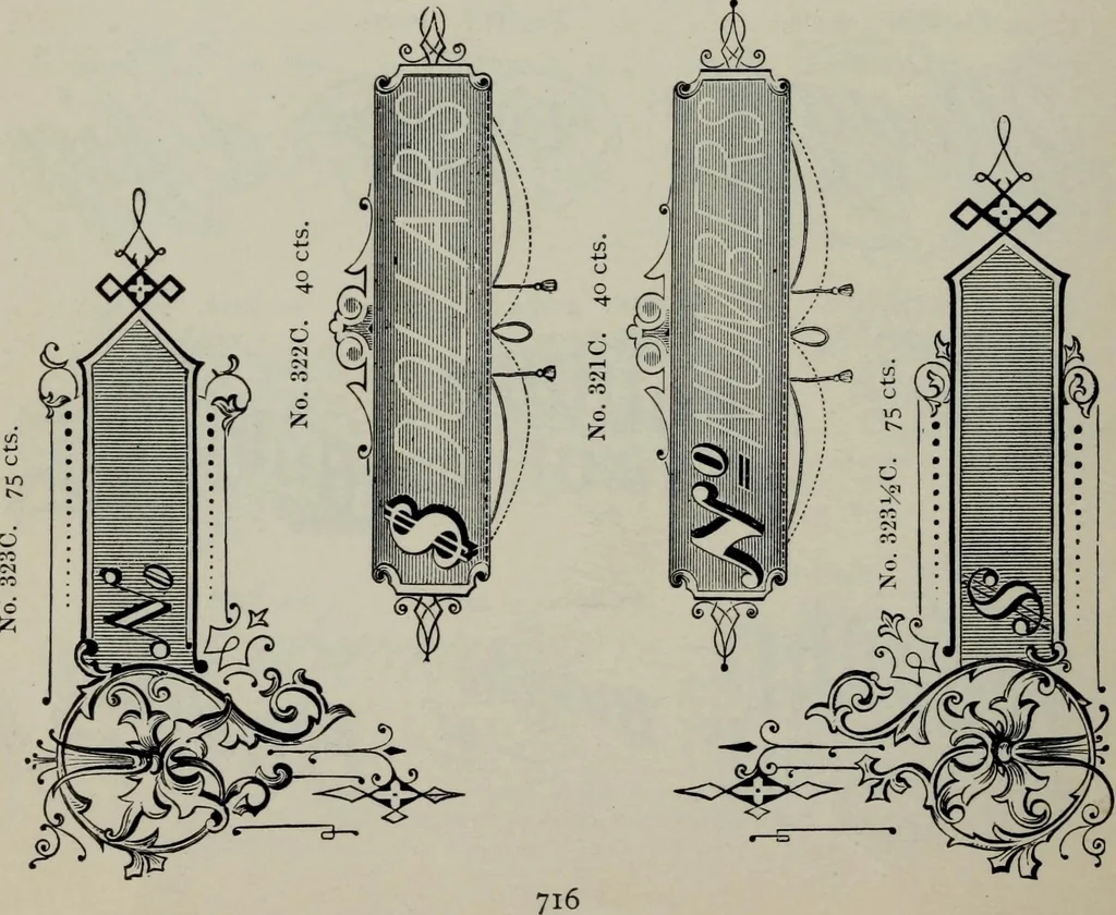 An illustration from Specimens of type, borders, ornaments, brass rules and cuts, etc. : catalogue of printing machinery and materials, wood goods, etc, 1897, leaf 717