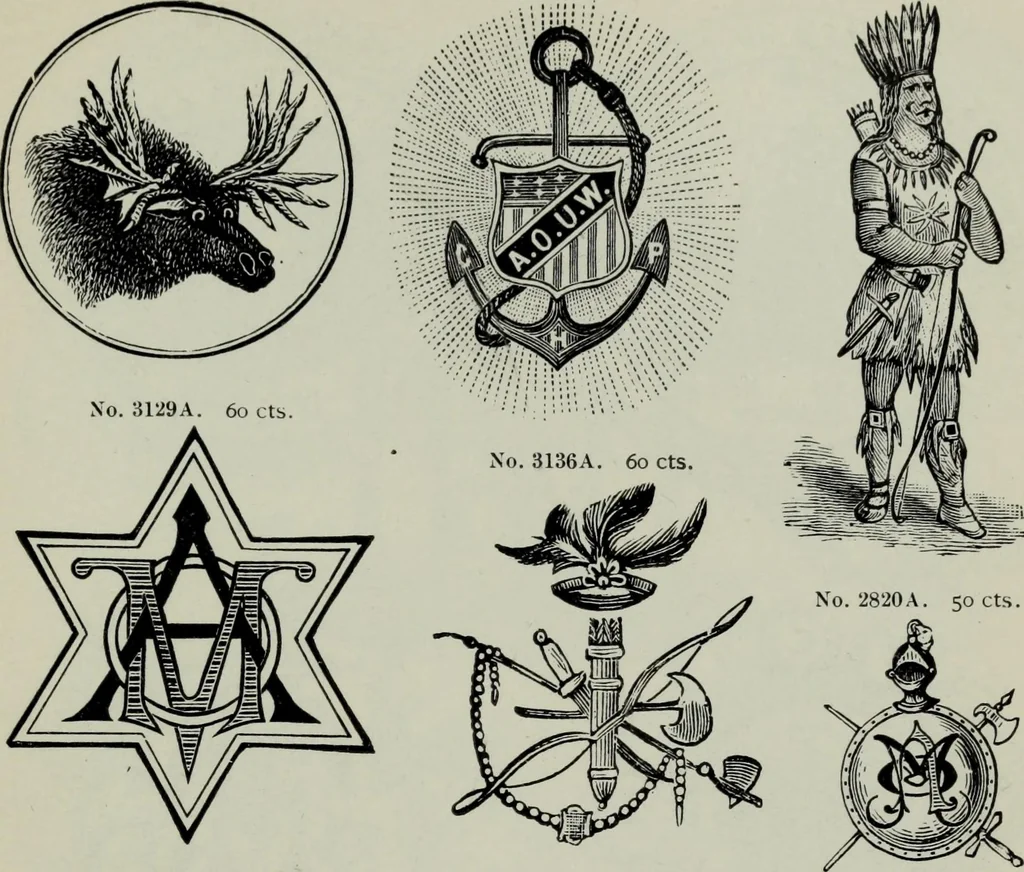 An illustration from Specimens of type, borders, ornaments, brass rules and cuts, etc. : catalogue of printing machinery and materials, wood goods, etc, 1897, leaf 738