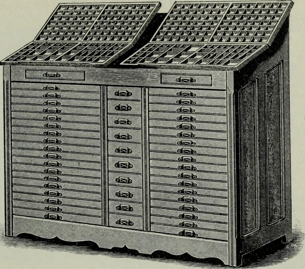 An illustration from Specimens of type, borders, ornaments, brass rules and cuts, etc. : catalogue of printing machinery and materials, wood goods, etc, 1897, leaf 814