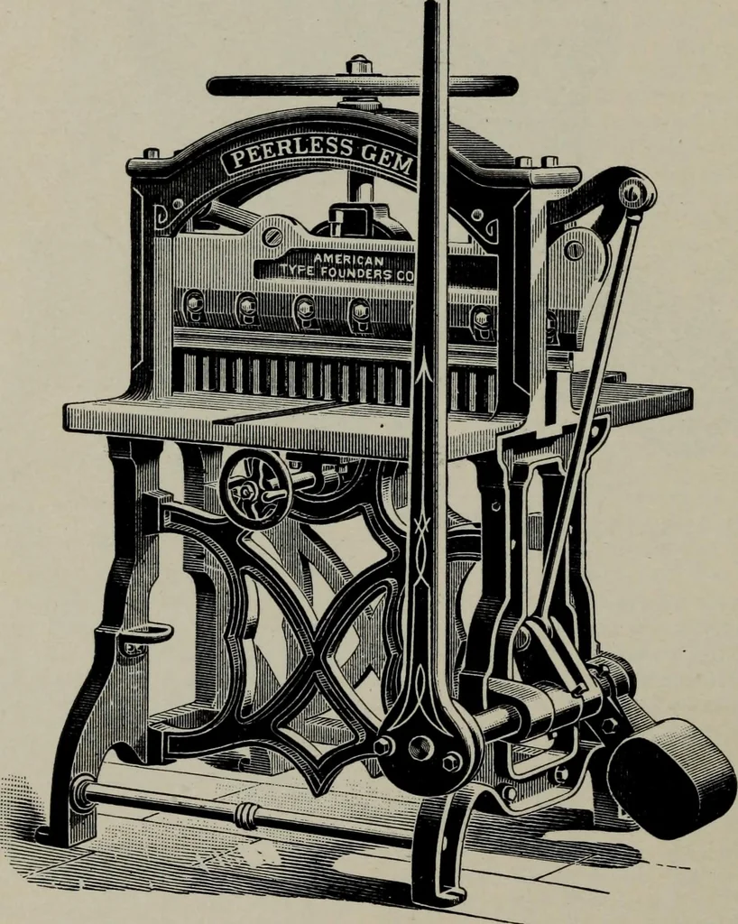 An illustration from Specimens of type, borders, ornaments, brass rules and cuts, etc. : catalogue of printing machinery and materials, wood goods, etc, 1897, leaf 889