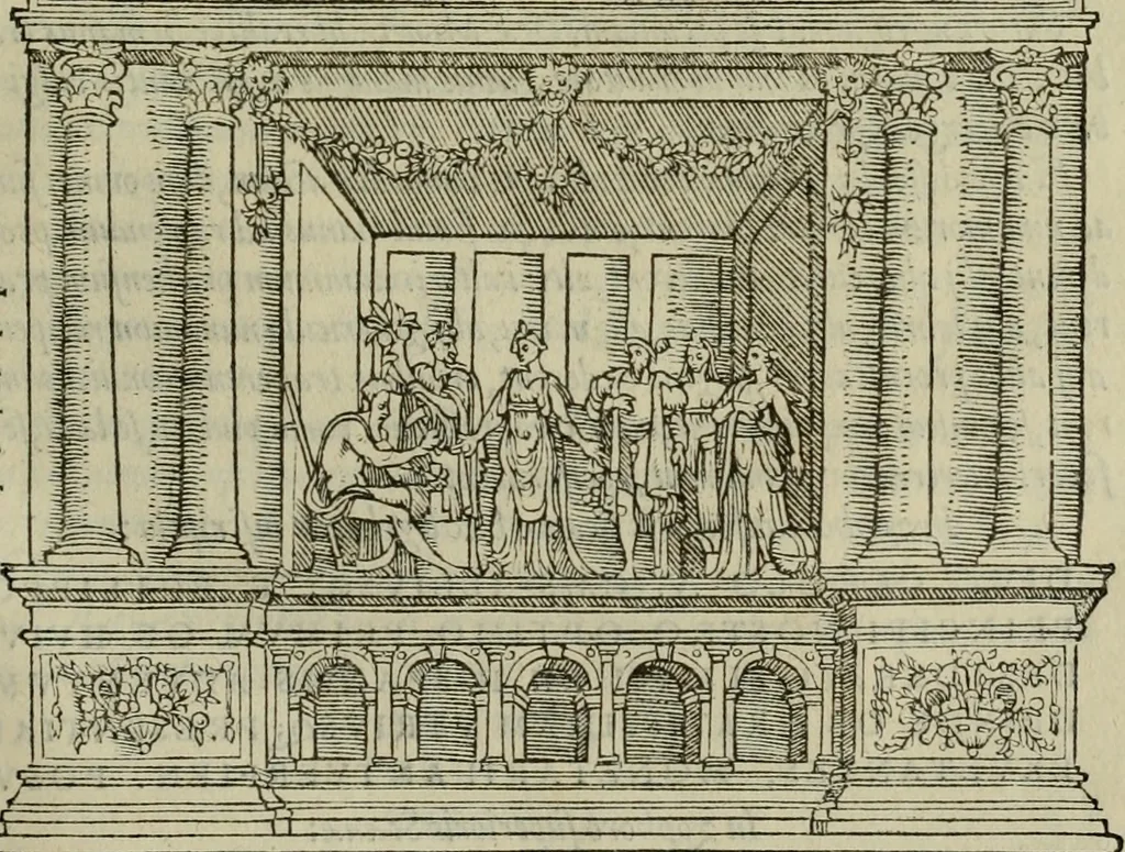 An illustration from Spectaculorvm in svsceptione Philippi hisp. prin. divi Caroli V. cæs. f. an. M.D.XLIX, Antverpiæ æditorvm, mirificvs apparatvs, 1550, leaf 104