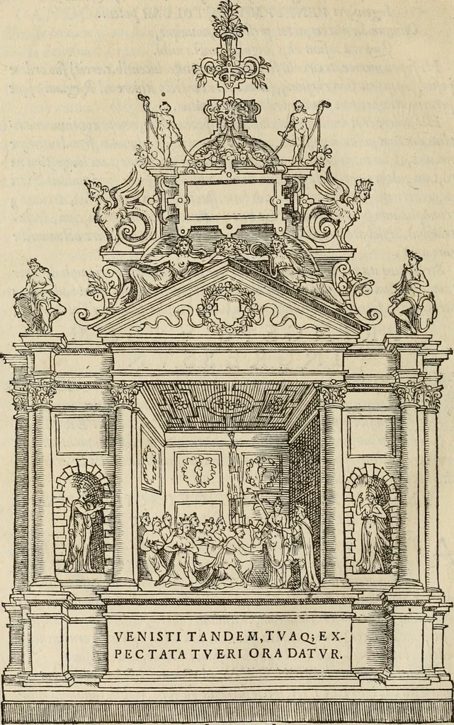 An illustration from Spectaculorvm in svsceptione Philippi hisp. prin. divi Caroli V. cæs. f. an. M.D.XLIX, Antverpiæ æditorvm, mirificvs apparatvs, 1550, leaf 39