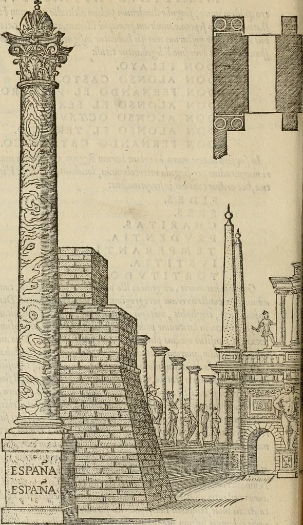 An illustration from Spectaculorvm in svsceptione Philippi hisp. prin. divi Caroli V. cæs. f. an. M.D.XLIX, Antverpiæ æditorvm, mirificvs apparatvs, 1550, leaf 43