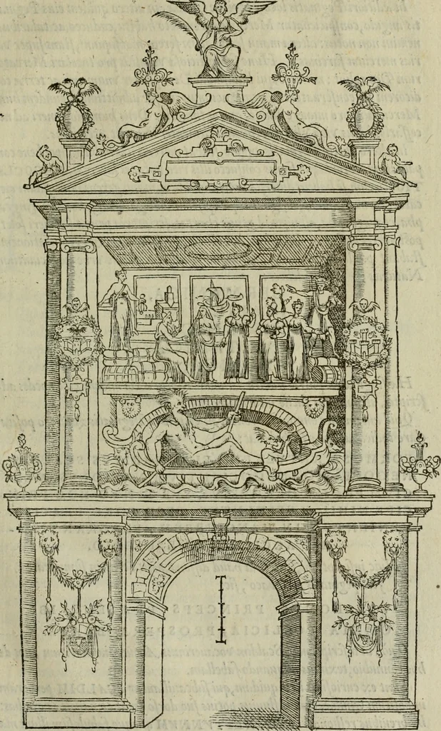 An illustration from Spectaculorvm in svsceptione Philippi hisp. prin. divi Caroli V. cæs. f. an. M.D.XLIX, Antverpiæ æditorvm, mirificvs apparatvs, 1550, leaf 58