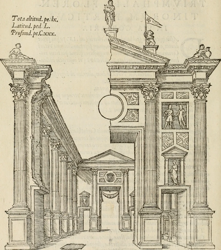 An illustration from Spectaculorvm in svsceptione Philippi hisp. prin. divi Caroli V. cæs. f. an. M.D.XLIX, Antverpiæ æditorvm, mirificvs apparatvs, 1550, leaf 61