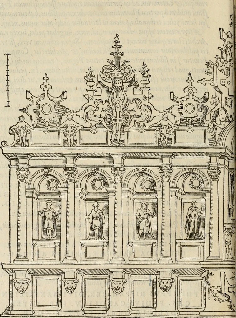 An illustration from Spectaculorvm in svsceptione Philippi hisp. prin. divi Caroli V. cæs. f. an. M.D.XLIX, Antverpiæ æditorvm, mirificvs apparatvs, 1550, leaf 67