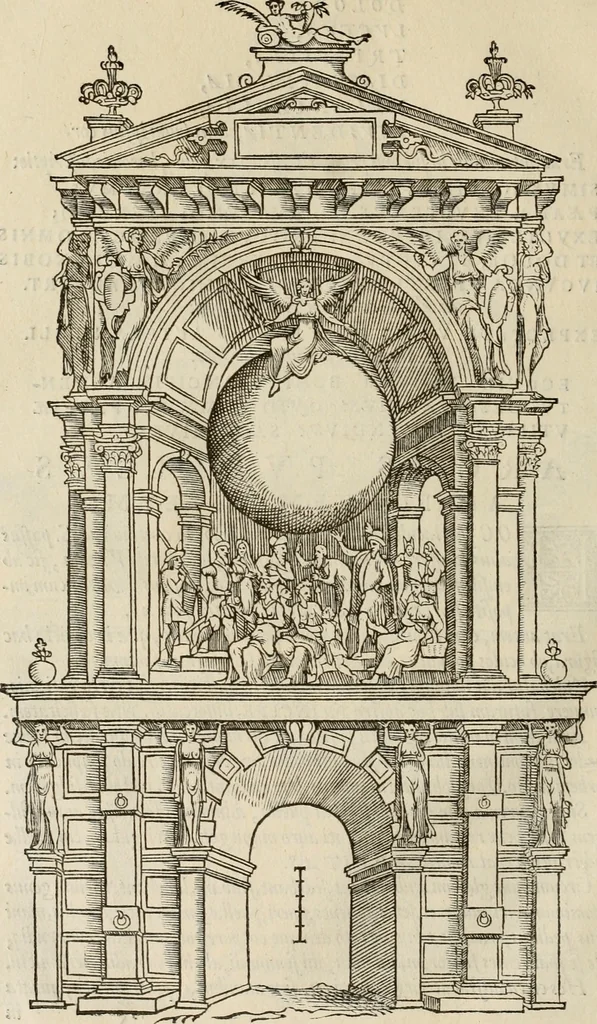 An illustration from Spectaculorvm in svsceptione Philippi hisp. prin. divi Caroli V. cæs. f. an. M.D.XLIX, Antverpiæ æditorvm, mirificvs apparatvs, 1550, leaf 73