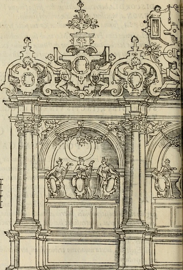 An illustration from Spectaculorvm in svsceptione Philippi hisp. prin. divi Caroli V. cæs. f. an. M.D.XLIX, Antverpiæ æditorvm, mirificvs apparatvs, 1550, leaf 77