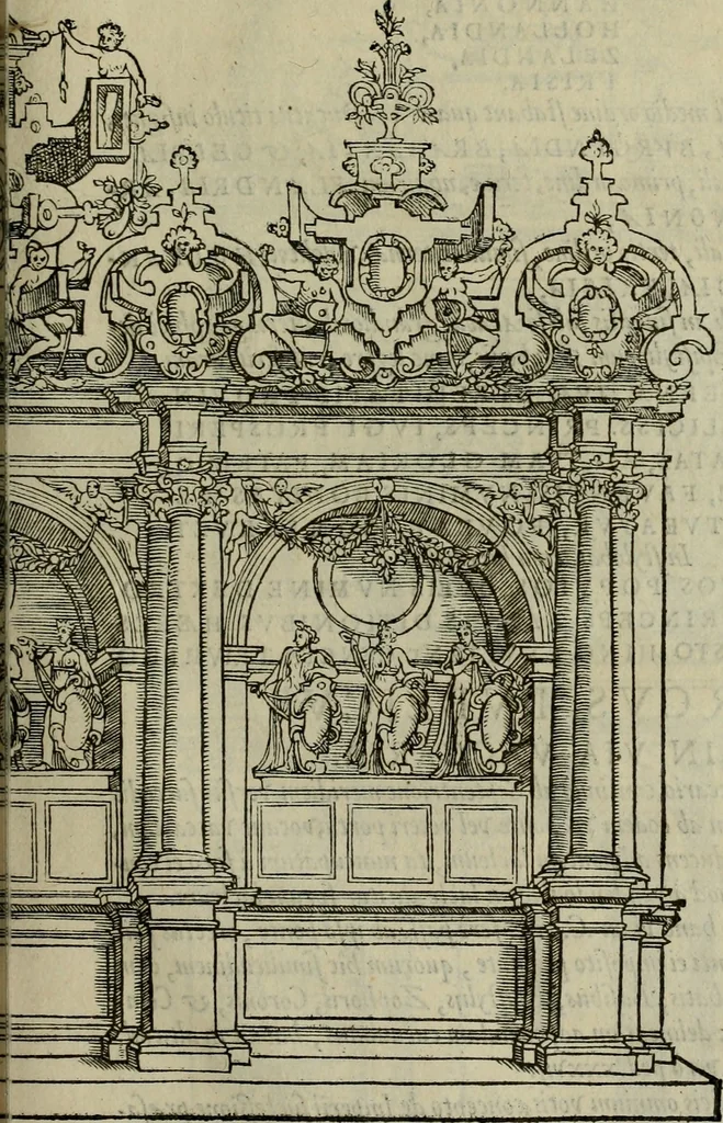 An illustration from Spectaculorvm in svsceptione Philippi hisp. prin. divi Caroli V. cæs. f. an. M.D.XLIX, Antverpiæ æditorvm, mirificvs apparatvs, 1550, leaf 78