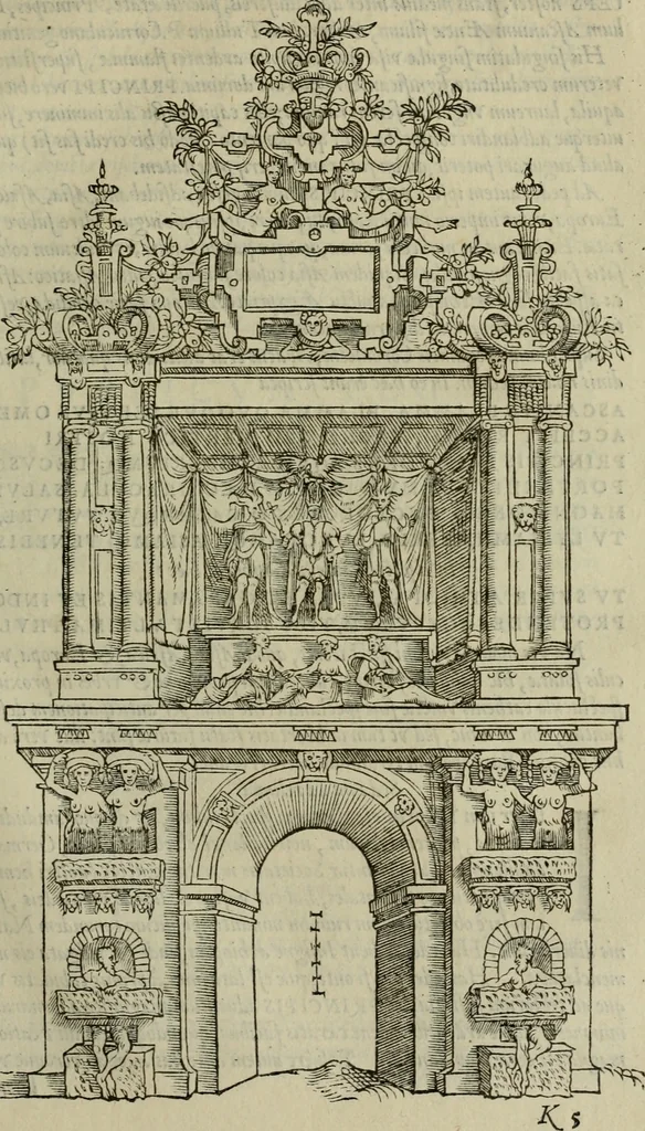 An illustration from Spectaculorvm in svsceptione Philippi hisp. prin. divi Caroli V. cæs. f. an. M.D.XLIX, Antverpiæ æditorvm, mirificvs apparatvs, 1550, leaf 80