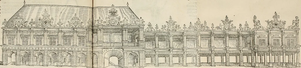 An illustration from Spectaculorvm in svsceptione Philippi hisp. prin. divi Caroli V. cæs. f. an. M.D.XLIX, Antverpiæ æditorvm, mirificvs apparatvs, 1550, leaf 96
