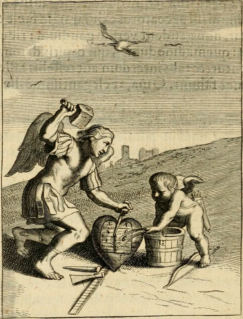 An illustration from Speculum peccatorum aspirantium ad solidam vitae emendationem, siue, Admiranda S. Augustini conversio : historica eiusdem narratione, discursibus moralibus, et emblematis adornata : cum indice concionum per quatuor octauas eiusdem diui et dominicos dies, 1637, leaf 171