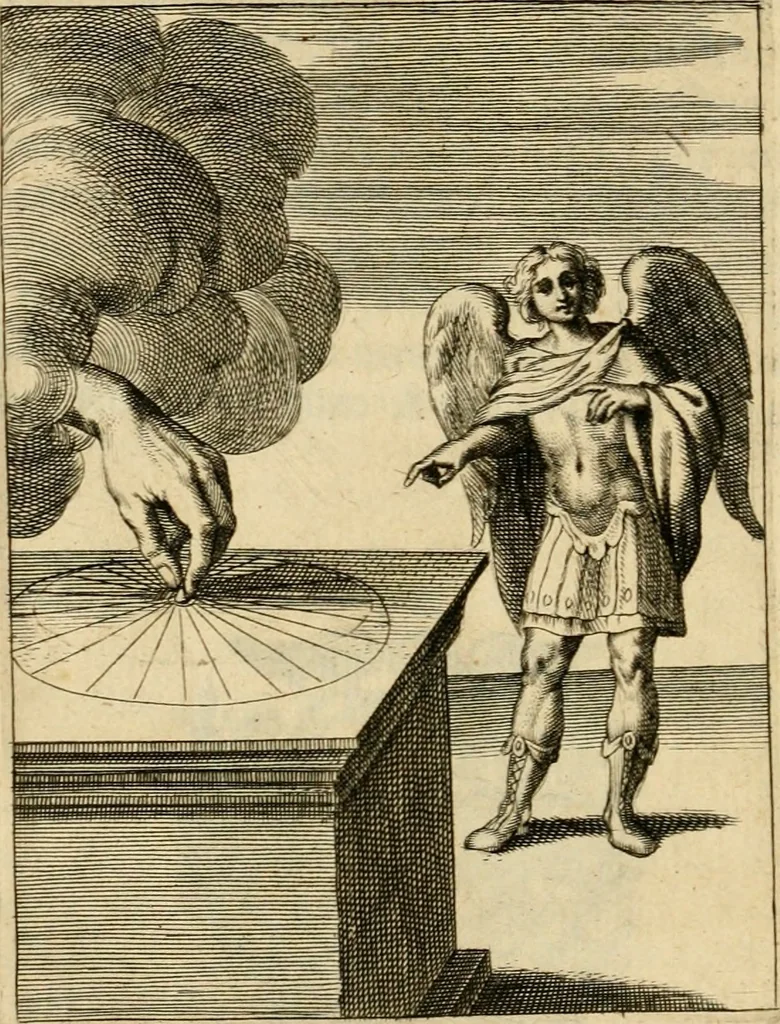 An illustration from Speculum peccatorum aspirantium ad solidam vitae emendationem, siue, Admiranda S. Augustini conversio : historica eiusdem narratione, discursibus moralibus, et emblematis adornata : cum indice concionum per quatuor octauas eiusdem diui et dominicos dies, 1637, leaf 371