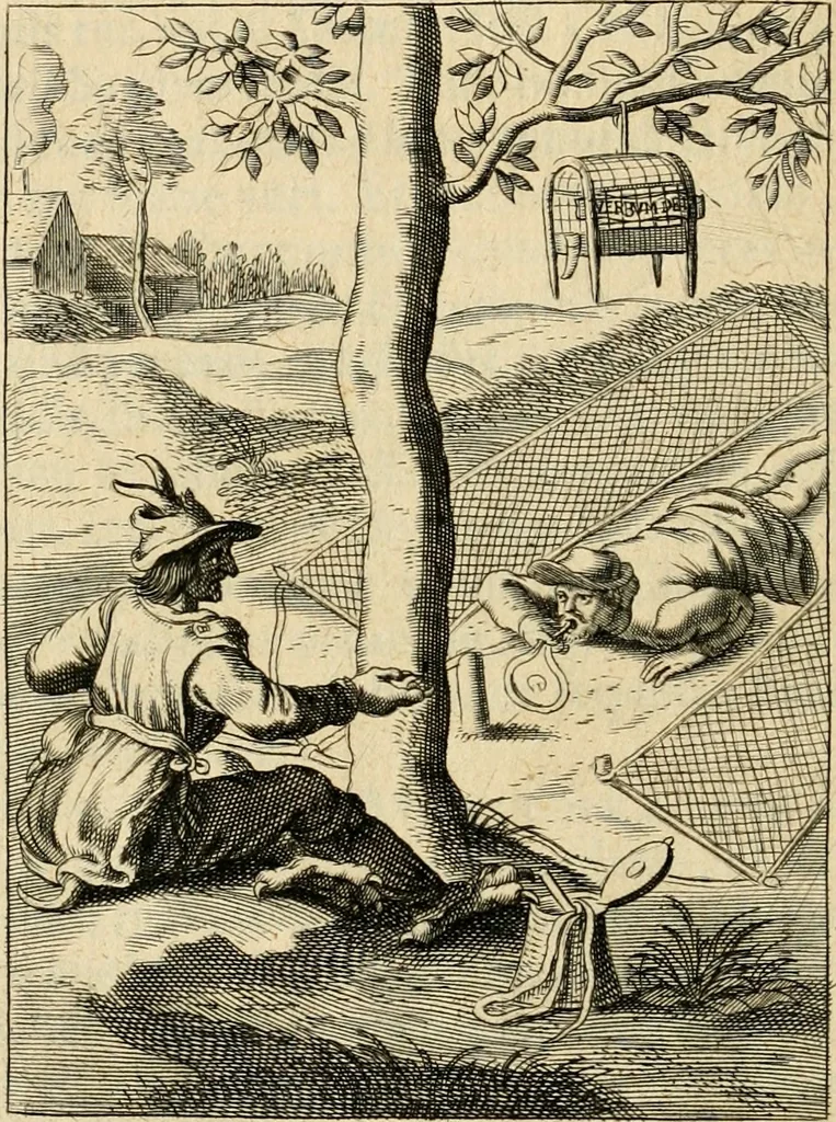 An illustration from Speculum peccatorum aspirantium ad solidam vitae emendationem, siue, Admiranda S. Augustini conversio : historica eiusdem narratione, discursibus moralibus, et emblematis adornata : cum indice concionum per quatuor octauas eiusdem diui et dominicos dies, 1637, leaf 81