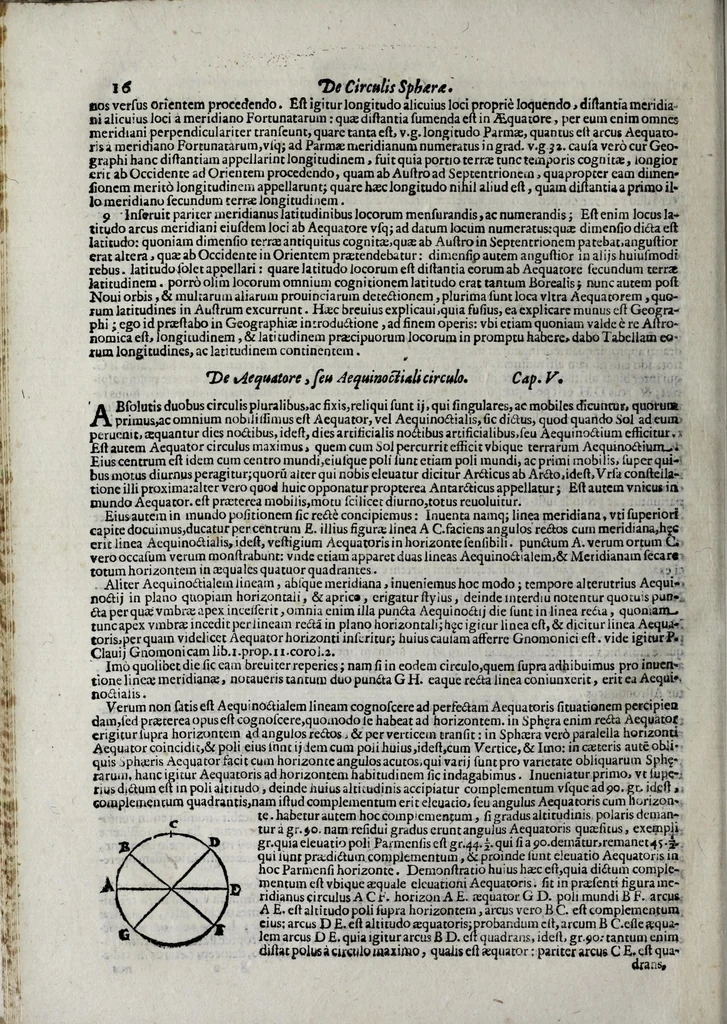 An illustration from Sphaera mundi, seu, Cosmographia demonstratiua, ac facili methodo tradita : in qua totius mundi fabrica, vna cum nouis, Tychonis, Kepleri, Galilaei, aliorumq[ue] astronomorum adinuentis continetur : accessere, I. Breuis introductio ad geographiam. II. Apparatus ad mathematicarum studium. III. Echometria, idest geometrica tractatio de echo. IV. Nouum instrumentum ad horologia describenda, opus posthumum., 1635, leaf 38