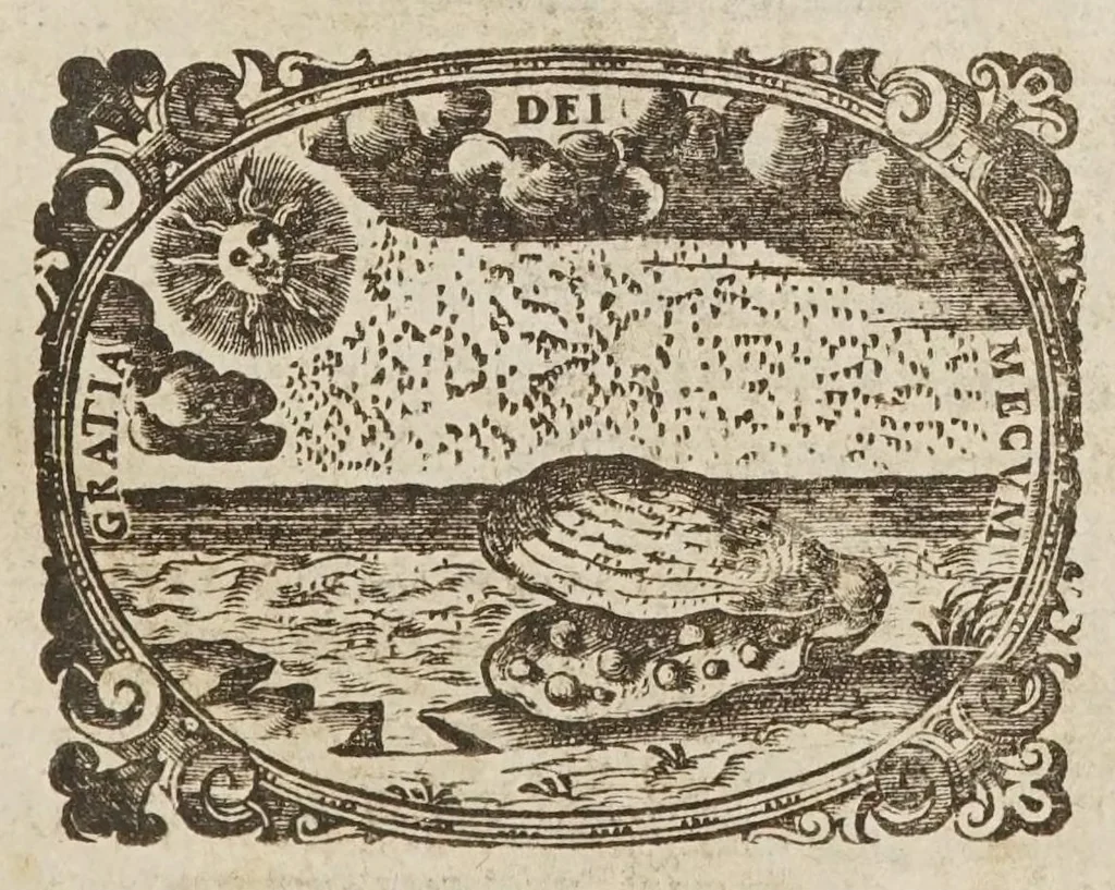 An illustration from Sphaera mundi, seu, Cosmographia demonstratiua, ac facili methodo tradita : in qua totius mundi fabrica, vna cum nouis, Tychonis, Kepleri, Galilaei, aliorumq́; astronomorum adinuentis continentur : accessere I. Breuis introductio ad geographiam. II. Apparatus ad mathematicarum studium. III. Echometria, idest geometrica tractatio de echo. IV. Nouum instrumentum ad horologia describenda : opus posthumum : correcta à multis mendis, quibus scatebat, 1653, leaf 5