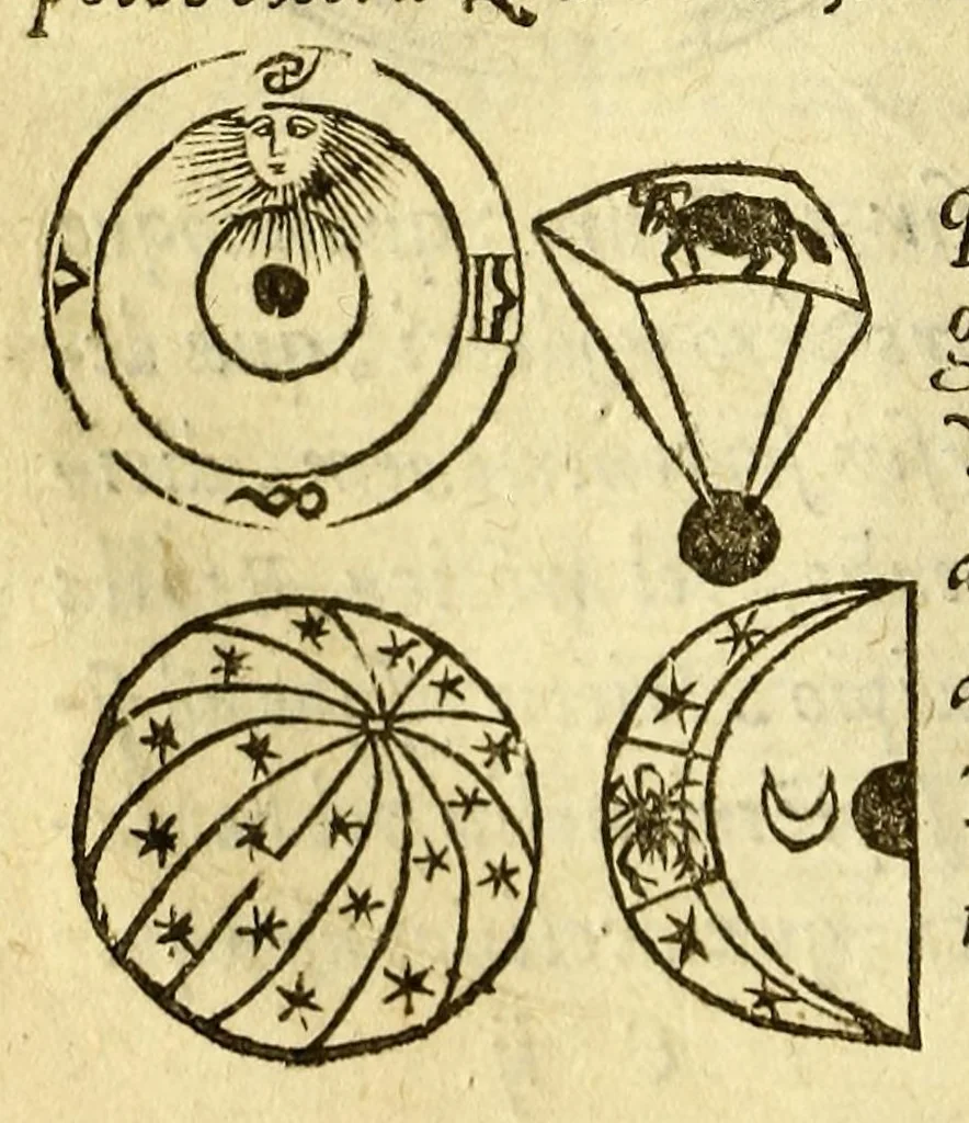 An illustration from Sphæra Ioannis de Sacrobosco, emendata. : Eliæ Vineti Santonis scholia in eandem sphæram, ab ipso auctore restituta. : Adiunximus huic libro compendium in sphæram, per Pierium Valerianum Bellunensem. : Et Petri Nonii Salaciensis demonstrationem eorum, quæ in extremo capite de climatibus Sacroboscius scribit de inæquali climatum latitudine, eodem Vineto interprete, 1584, leaf 38