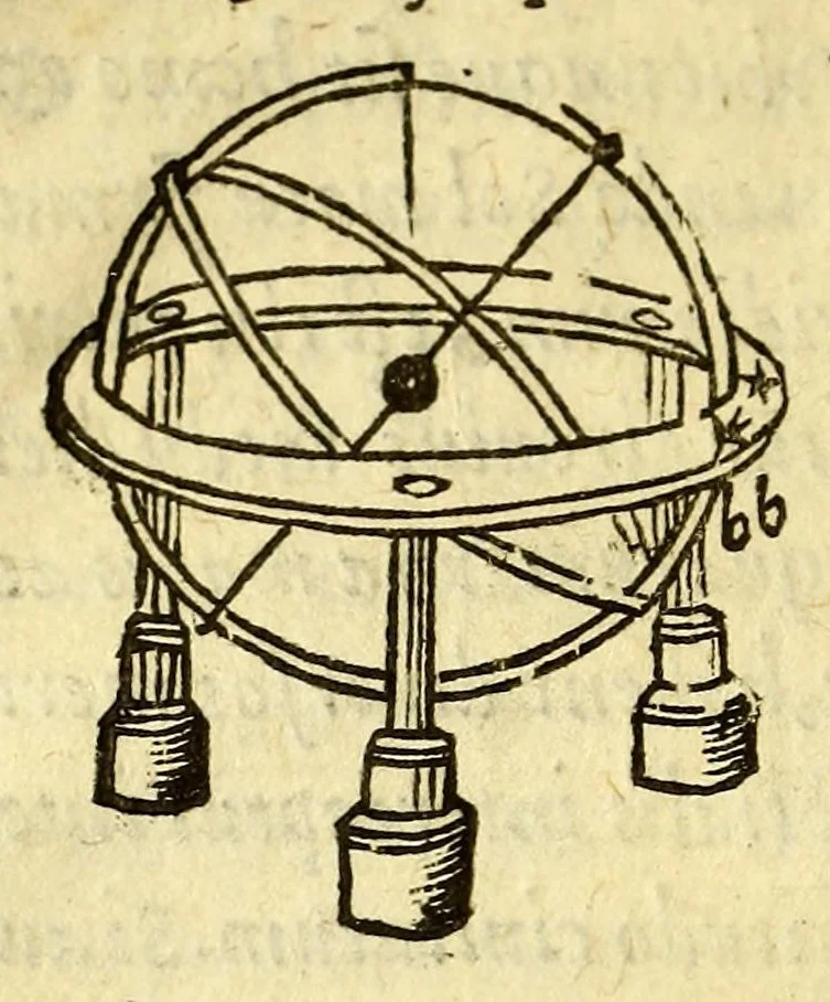 An illustration from Sphæra Ioannis de Sacrobosco, emendata. : Eliæ Vineti Santonis scholia in eandem sphæram, ab ipso auctore restituta. : Adiunximus huic libro compendium in sphæram, per Pierium Valerianum Bellunensem. : Et Petri Nonii Salaciensis demonstrationem eorum, quæ in extremo capite de climatibus Sacroboscius scribit de inæquali climatum latitudine, eodem Vineto interprete, 1584, leaf 42