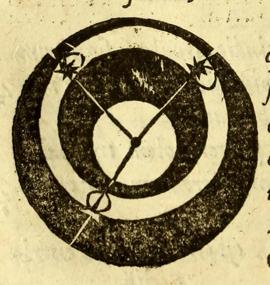 An illustration from Sphæra Ioannis de Sacrobosco, emendata. : Eliæ Vineti Santonis scholia in eandem sphæram, ab ipso auctore restituta. : Adiunximus huic libro compendium in sphæram, per Pierium Valerianum Bellunensem. : Et Petri Nonii Salaciensis demonstrationem eorum, quæ in extremo capite de climatibus Sacroboscius scribit de inæquali climatum latitudine, eodem Vineto interprete, 1584, leaf 74
