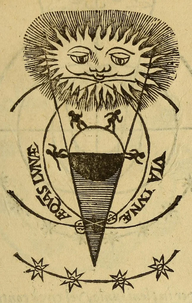 An illustration from Sphæra Ioannis de Sacrobosco, emendata. : Eliæ Vineti Santonis scholia in eandem sphæram, ab ipso auctore restituta. : Adiunximus huic libro compendium in sphæram, per Pierium Valerianum Bellunensem. : Et Petri Nonii Salaciensis demonstrationem eorum, quæ in extremo capite de climatibus Sacroboscius scribit de inæquali climatum latitudine, eodem Vineto interprete, 1584, leaf 77