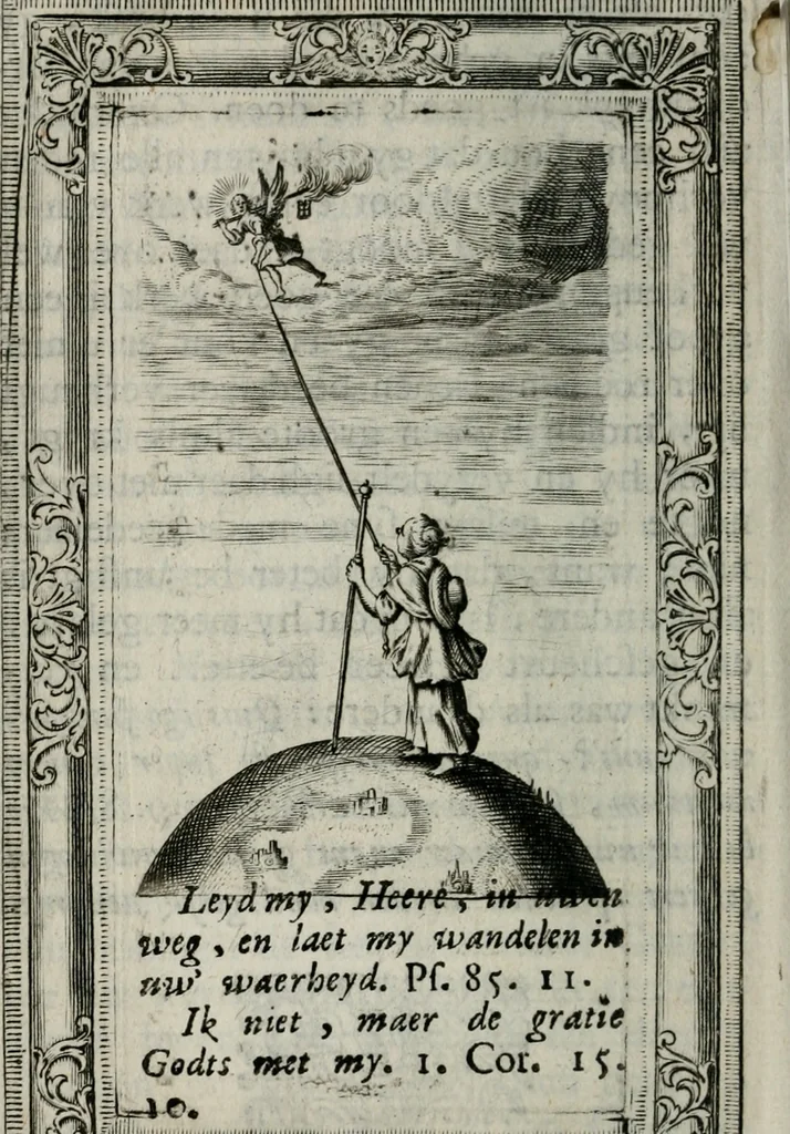An illustration from Spiegel sonder bedrogh ofte kenisse syns selfs : vor oogen gestelt aen alle deught-minnende persoonen, 1733, leaf 109