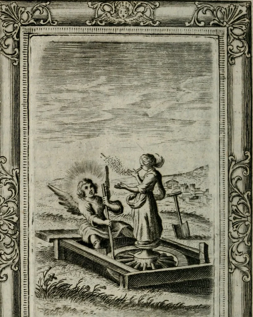 An illustration from Spiegel sonder bedrogh ofte kenisse syns selfs : vor oogen gestelt aen alle deught-minnende persoonen, 1733, leaf 21