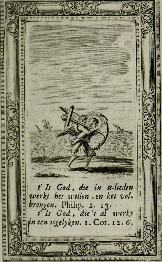 An illustration from Spiegel sonder bedrogh ofte kenisse syns selfs : vor oogen gestelt aen alle deught-minnende persoonen, 1733, leaf 28