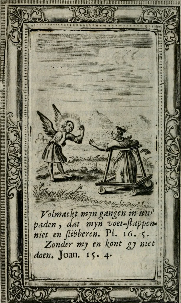 An illustration from Spiegel sonder bedrogh ofte kenisse syns selfs : vor oogen gestelt aen alle deught-minnende persoonen, 1733, leaf 39
