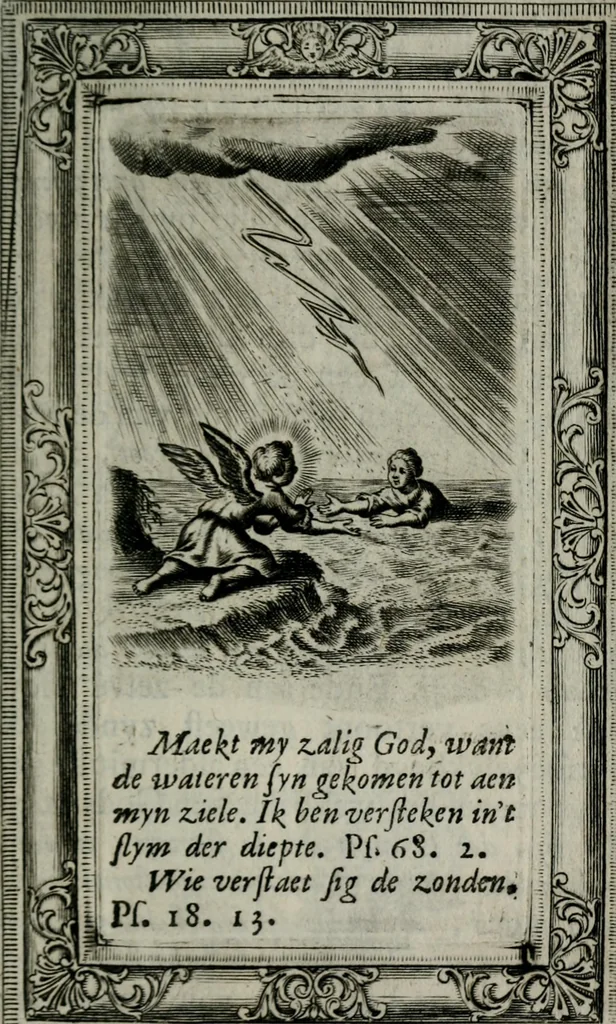 An illustration from Spiegel sonder bedrogh ofte kenisse syns selfs : vor oogen gestelt aen alle deught-minnende persoonen, 1733, leaf 76