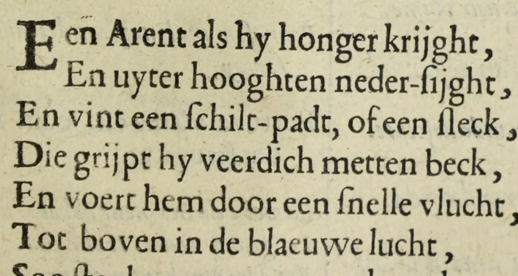 An illustration from Spiegel van den ouden ende nieuvven tijdt : bestaende uyt spreeck-vvoorden ende sinspreucken, ontleent van de voorige ende jegenvvoordige eeuvve, verlustigt door menigte van sinne-beelden, met gedichten en prenten daer op passende : dienstigh tot bericht van alle gedeelten des levens, beginnende van de kintsheyt, ende eyndigende met het eynde alles vleesch, 1632, leaf 397