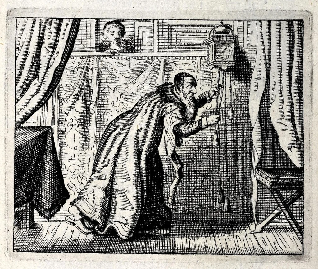 An illustration from Spiegel van den ouden ende nieuvven tijdt : bestaende uyt spreeck-woorden ende sinne-spreucken, ontleent van de voorige ende jegenwoordige eeuwe, verlustiget door menigte van sinne-beelden, met gedichten en prenten daer op passende, 1633, leaf 214