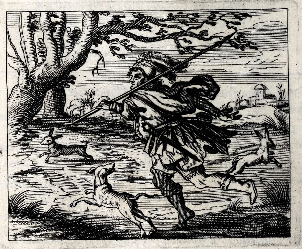 An illustration from Spiegel van den ouden ende nieuvven tijdt : bestaende uyt spreeck-woorden ende sinne-spreucken, ontleent van de voorige ende jegenwoordige eeuwe, verlustiget door menigte van sinne-beelden, met gedichten en prenten daer op passende, 1633, leaf 338