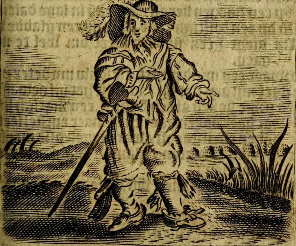An illustration from Spiegel van den Ouden en Nieuwen Tydt, : bestaande uyt spreekwoorden, ontleent van de voorige en jegenwoordige eeuwe, verlustiget door meenigte van sinnebeelden, met gedichten en prenten daar op passende. : Vermeerdert met groote meenigte van spreekwoorden, door geheel het werk, met byvoeginge van nieuwe platen eu gedichten : alles in de nederlandsche tale ten gerieve van de liefhebbers der zelver,, 1690, leaf 192
