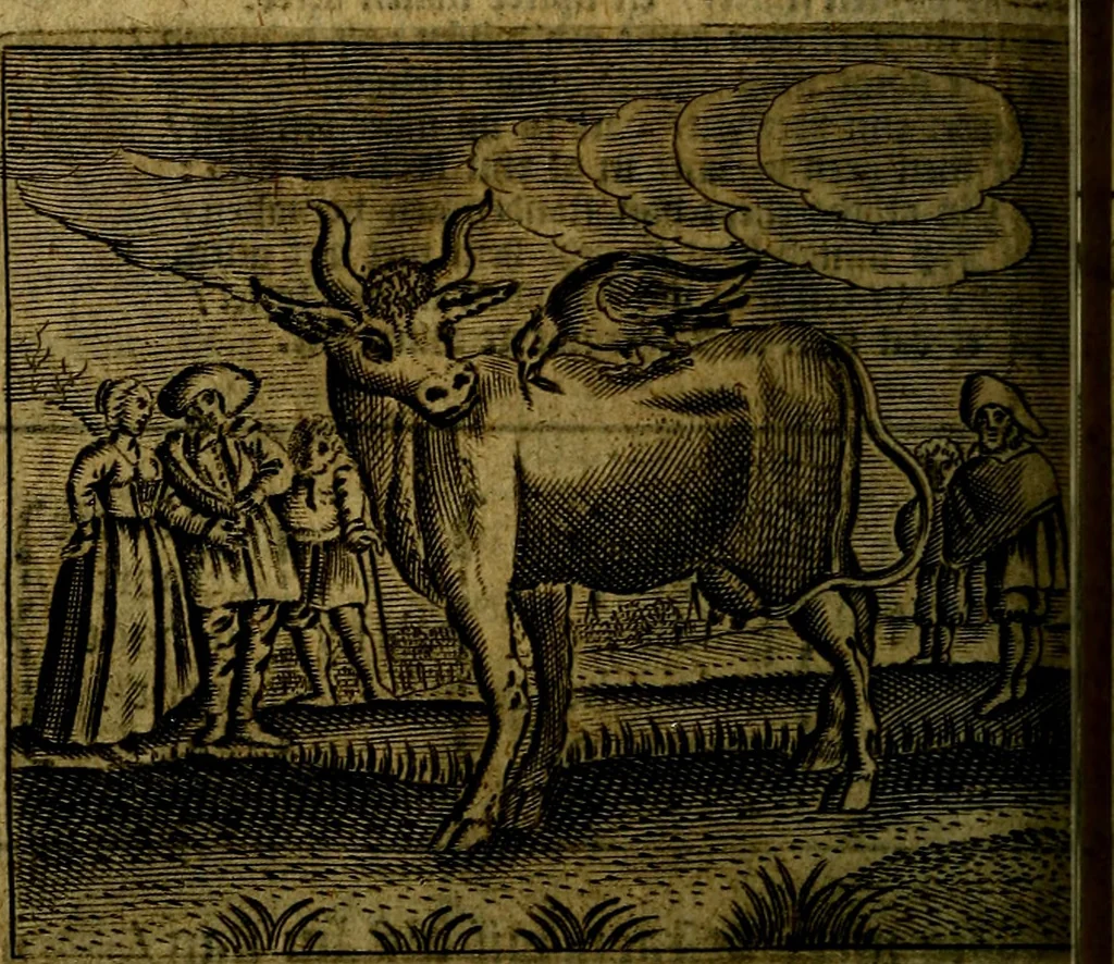 An illustration from Spiegel van den Ouden en Nieuwen Tydt, : bestaande uyt spreekwoorden, ontleent van de voorige en jegenwoordige eeuwe, verlustiget door meenigte van sinnebeelden, met gedichten en prenten daar op passende. : Vermeerdert met groote meenigte van spreekwoorden, door geheel het werk, met byvoeginge van nieuwe platen eu gedichten : alles in de nederlandsche tale ten gerieve van de liefhebbers der zelver,, 1690, leaf 241