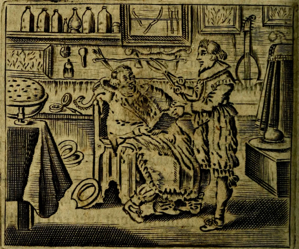 An illustration from Spiegel van den Ouden en Nieuwen Tydt, : bestaande uyt spreekwoorden, ontleent van de voorige en jegenwoordige eeuwe, verlustiget door meenigte van sinnebeelden, met gedichten en prenten daar op passende. : Vermeerdert met groote meenigte van spreekwoorden, door geheel het werk, met byvoeginge van nieuwe platen eu gedichten : alles in de nederlandsche tale ten gerieve van de liefhebbers der zelver,, 1690, leaf 301