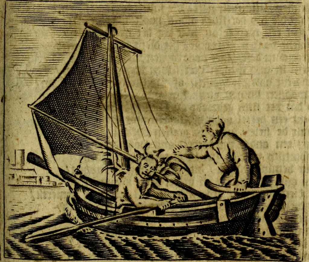 An illustration from Spiegel van den Ouden en Nieuwen Tydt, : bestaande uyt spreekwoorden, ontleent van de voorige en jegenwoordige eeuwe, verlustiget door meenigte van sinnebeelden, met gedichten en prenten daar op passende. : Vermeerdert met groote meenigte van spreekwoorden, door geheel het werk, met byvoeginge van nieuwe platen eu gedichten : alles in de nederlandsche tale ten gerieve van de liefhebbers der zelver,, 1690, leaf 304
