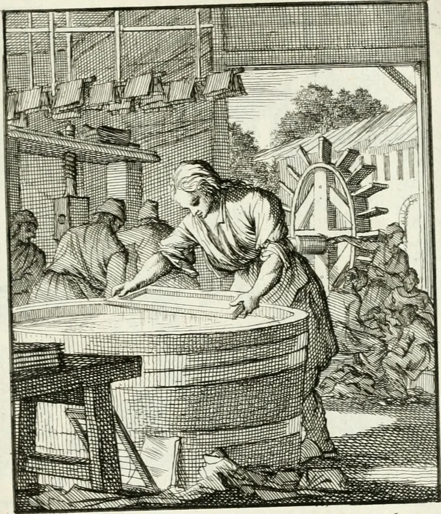 An illustration from Spiegel van 't menschelyk bedryf : vertonende hondert-verscheyde ambagten zeer konstig afgebeeld en met zeer zinryke spreuken en stigtelyke versen verrykt, 1694, leaf 128
