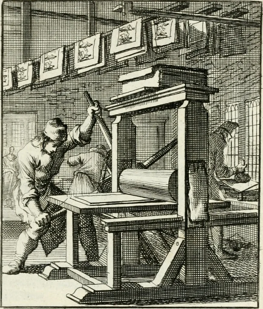 An illustration from Spiegel van 't menschelyk bedryf : vertonende hondert-verscheyde ambagten zeer konstig afgebeeld en met zeer zinryke spreuken en stigtelyke versen verrykt, 1694, leaf 132