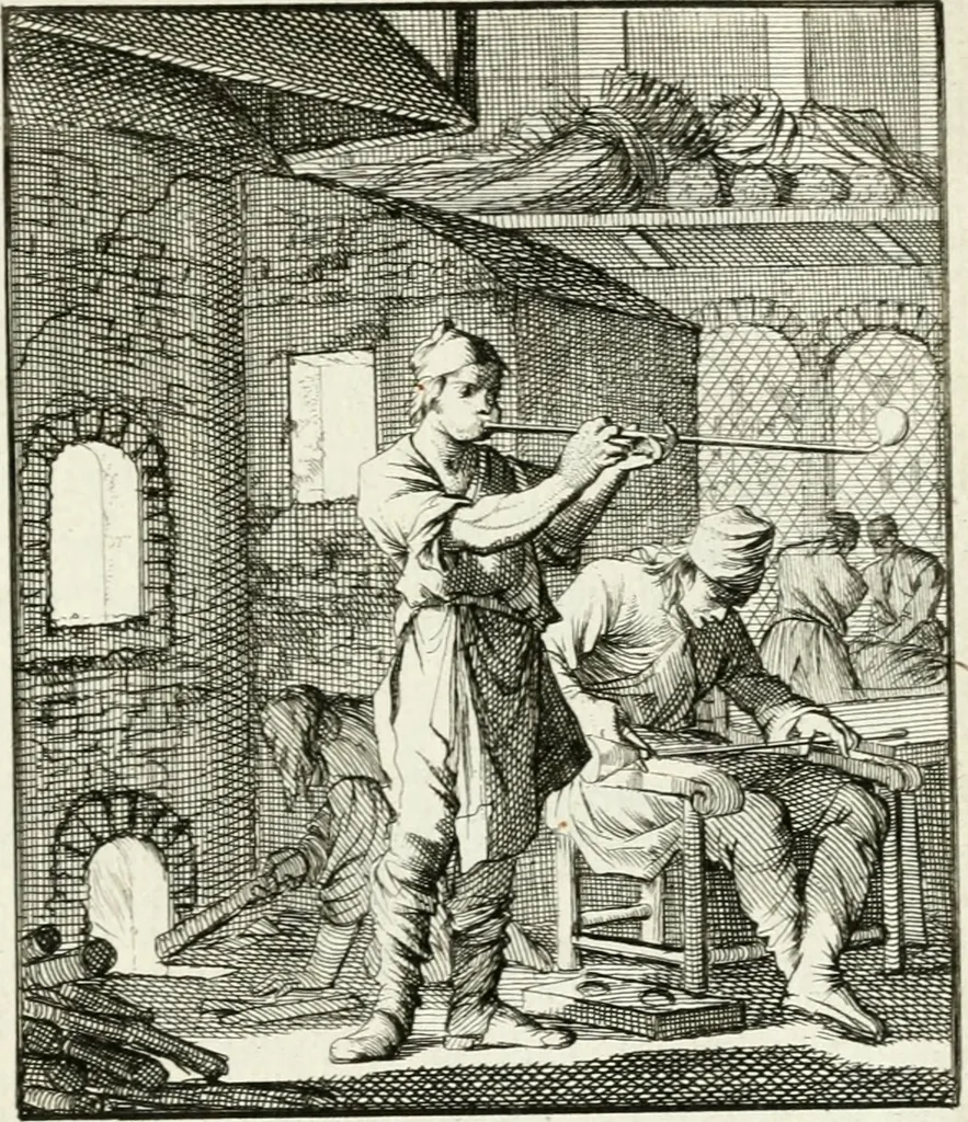 An illustration from Spiegel van 't menschelyk bedryf : vertonende hondert-verscheyde ambagten zeer konstig afgebeeld en met zeer zinryke spreuken en stigtelyke versen verrykt, 1694, leaf 142