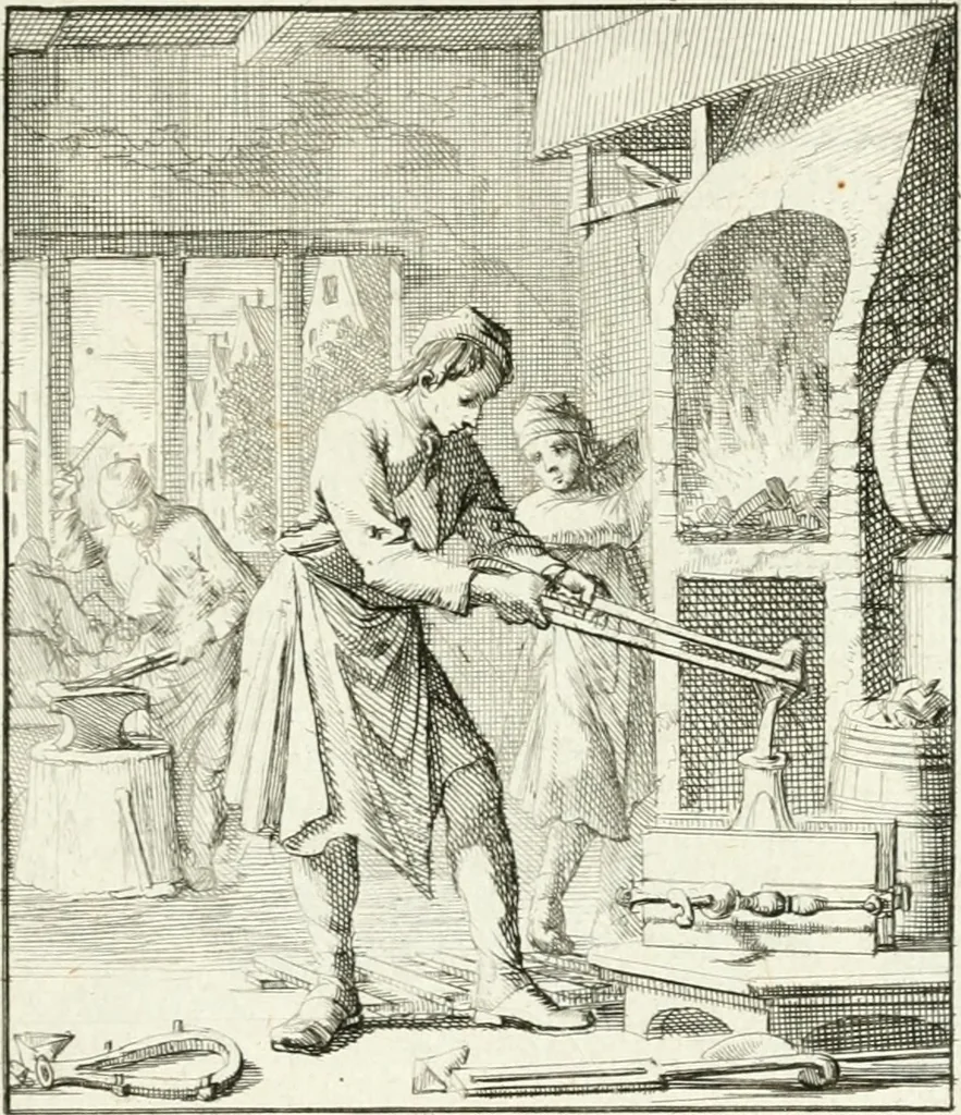 An illustration from Spiegel van 't menschelyk bedryf : vertonende hondert-verscheyde ambagten zeer konstig afgebeeld en met zeer zinryke spreuken en stigtelyke versen verrykt, 1694, leaf 164