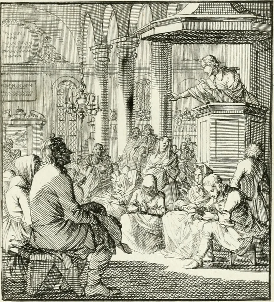 An illustration from Spiegel van 't menschelyk bedryf : vertonende hondert-verscheyde ambagten zeer konstig afgebeeld en met zeer zinryke spreuken en stigtelyke versen verrykt, 1694, leaf 192