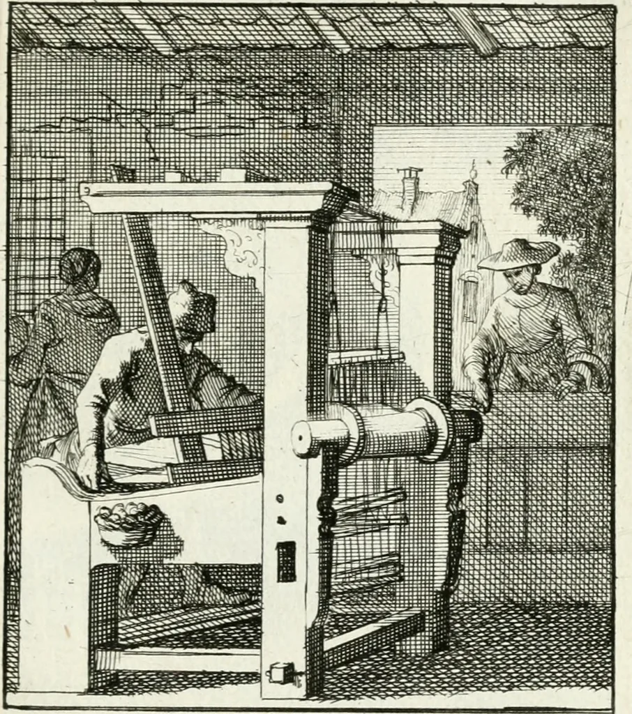 An illustration from Spiegel van 't menschelyk bedryf : vertonende hondert-verscheyde ambagten zeer konstig afgebeeld en met zeer zinryke spreuken en stigtelyke versen verrykt, 1694, leaf 40