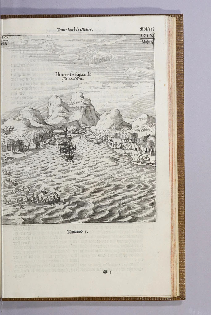 An illustration from Spieghel der Australische navigatie,, 1622, leaf 81