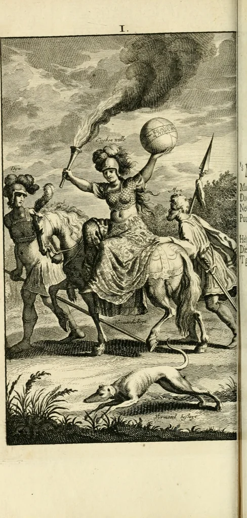 An illustration from H.L. Spieghels Hertspeighel en andere zedeschriften : met verscheidene nooit gedrukte stukken verrijkt, en door aenteekeningen opgeheldert, 1723, leaf 235