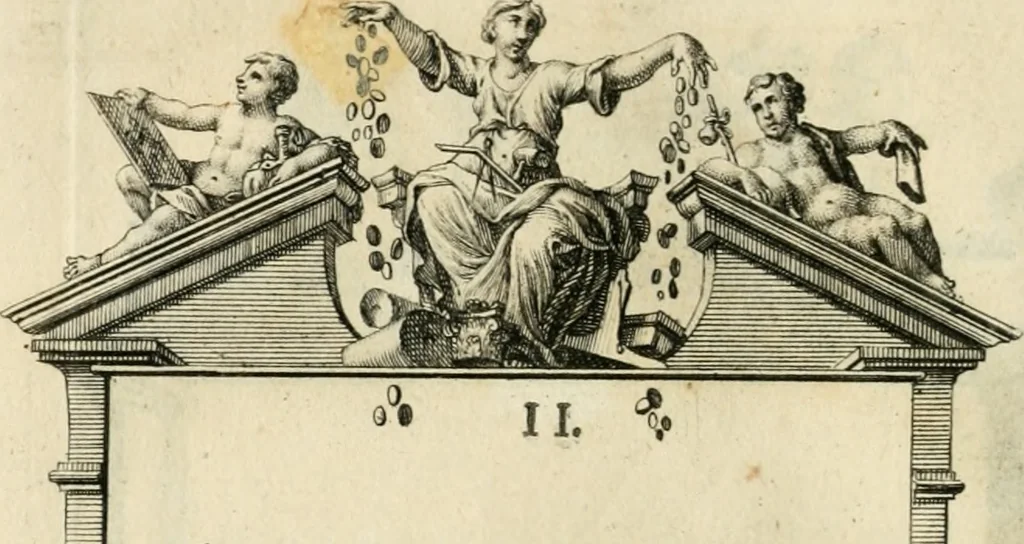 An illustration from H.L. Spieghels Hertspeighel en andere zedeschriften : met verscheidene nooit gedrukte stukken verrijkt, en door aenteekeningen opgeheldert, 1723, leaf 261
