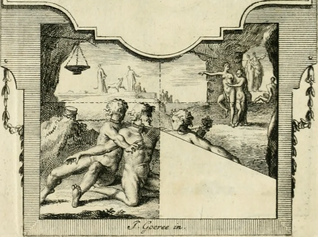 An illustration from H.L. Spieghels Hertspeighel en andere zedeschriften : met verscheidene nooit gedrukte stukken verrijkt, en door aenteekeningen opgeheldert, 1723, leaf 263