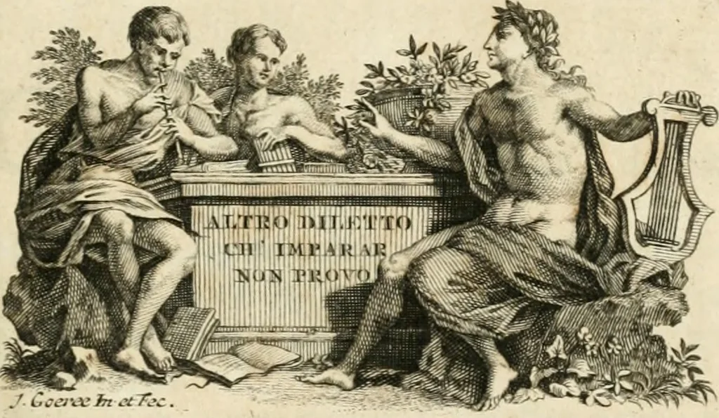 An illustration from H.L. Spieghels Hertspeighel en andere zedeschriften : met verscheidene nooit gedrukte stukken verrijkt, en door aenteekeningen opgeheldert, 1723, leaf 6