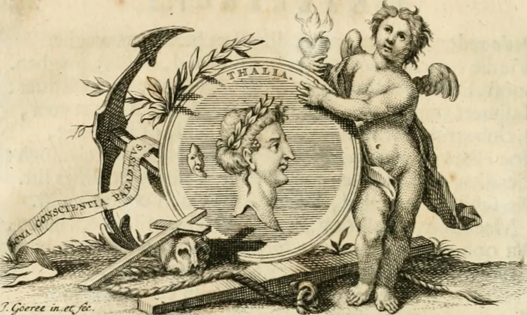 An illustration from H.L. Spieghels Hertspeighel en andere zedeschriften : met verscheidene nooit gedrukte stukken verrijkt, en door aenteekeningen opgeheldert, 1723, leaf 97