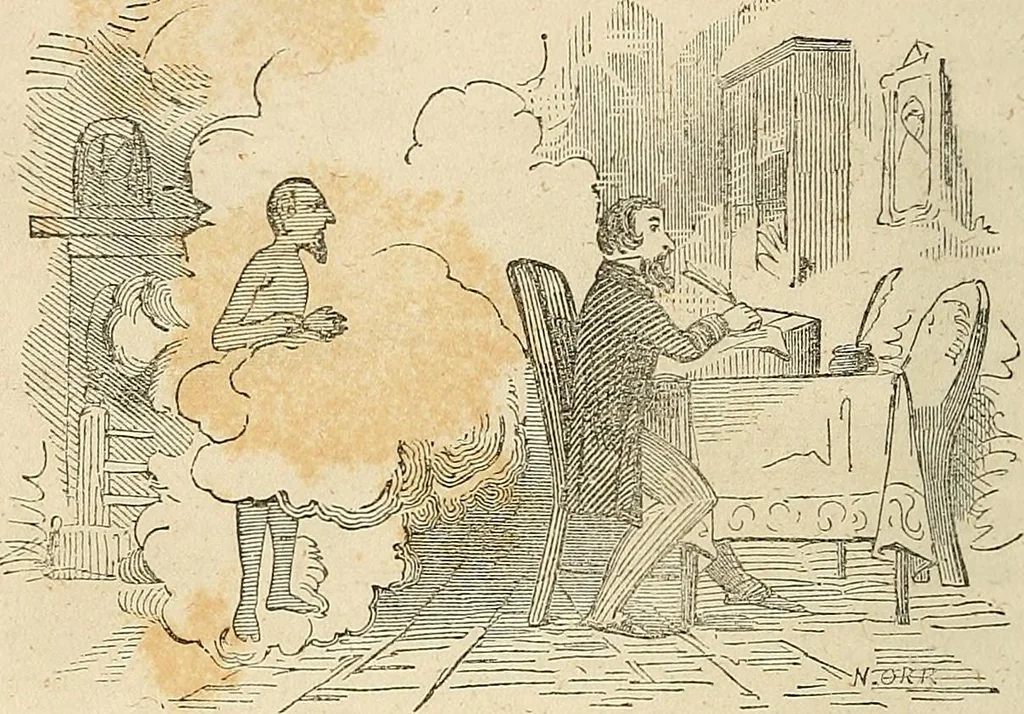 An illustration from Spirit rapping unveiled! : An exposé of the origin, history, theology and philosophy of certain alleged communications from the spirit world, by means of "spirit rapping," "medium writing," "physical demonstrations," etc. With illustrations., 1853, leaf 71
